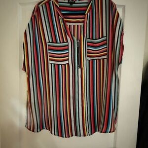 Torrid Red and Black Short Sleeve Boxy Blouse